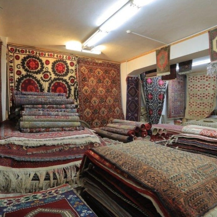 Vintage from the 1960s - Beautiful Vintage Persian – Qom Red Rug made of Camel Wool for Kids. - Ghatan Antique