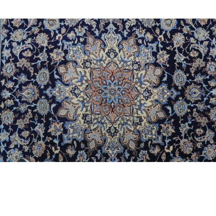 Vintage from the 1970s - Unique Persian Rug Beige and Black with Floral and Medallion for Living Room. - Ghatan Antique