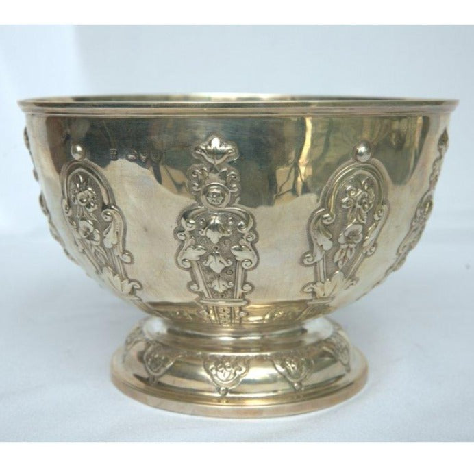 Vintage from the 19th Century - Unique Antique Bowl made of Sterling Silver 925 with Painting. - Ghatan Antique