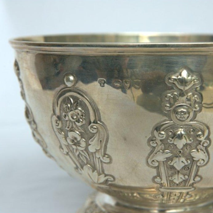 Vintage from the 19th Century - Unique Antique Bowl made of Sterling Silver 925 with Painting. - Ghatan Antique