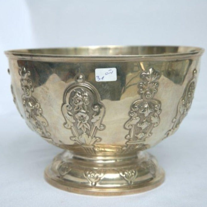 Vintage from the 19th Century - Unique Antique Bowl made of Sterling Silver 925 with Painting. - Ghatan Antique