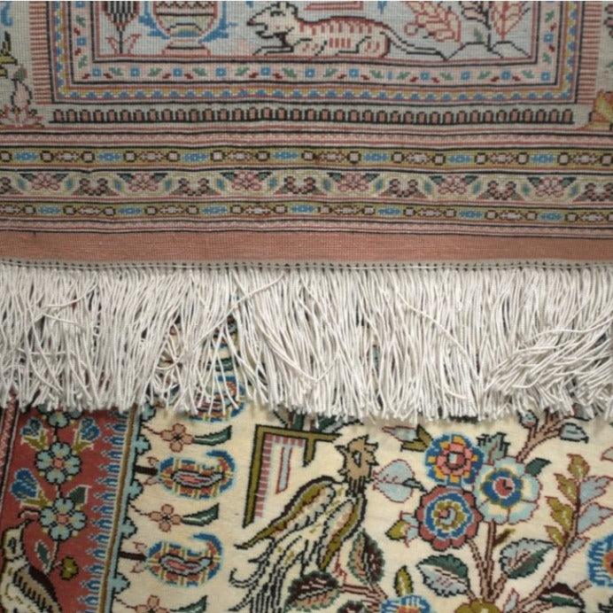 Vintage from the 20th Century - Rare Antique Persian Rug made of 100% Silk with Medallion and Signet BY Handmade Muhammad Jamshidi. - Ghatan Antique