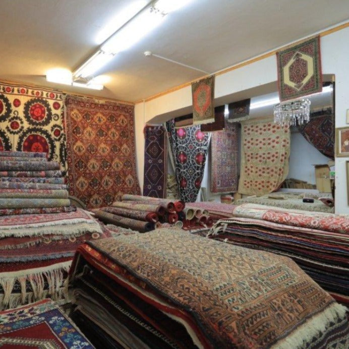 Vintage from the 20th Century - Rare Antique Persian Rug made of 100% Silk with Medallion and Signet BY Handmade Muhammad Jamshidi. - Ghatan Antique