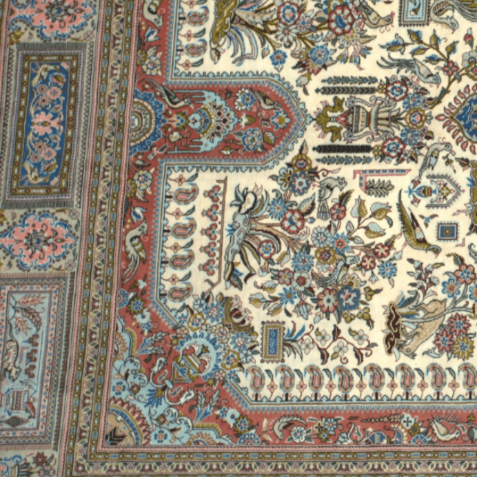Vintage from the 20th Century - Rare Antique Persian Rug made of 100% Silk with Medallion and Signet BY Handmade Muhammad Jamshidi. - Ghatan Antique