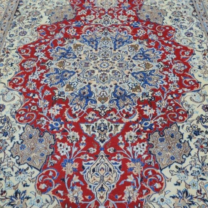 Vintage from the 20th Century - Special Unique Antique Persian – Nain Red and Beige Rug for Home. - Ghatan Antique