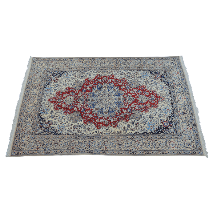 Vintage from the 20th Century - Special Unique Antique Persian – Nain Red and Beige Rug for Home. - Ghatan Antique