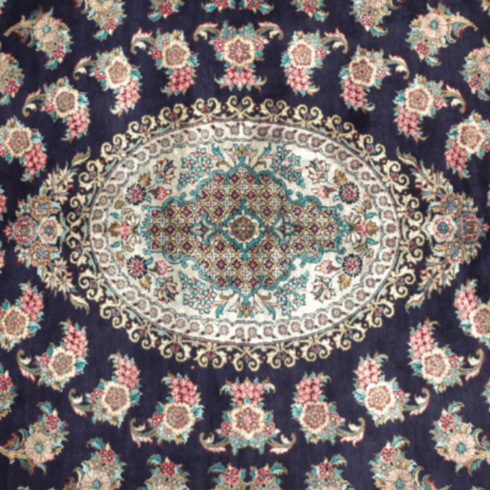 Vintage from the 20th Century - Unique Persian Rug for Home Decoration Made of 100% Silk with Medallion. - Ghatan Antique