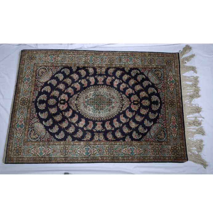 Vintage from the 20th Century - Unique Persian Rug for Home Decoration Made of 100% Silk with Medallion. - Ghatan Antique