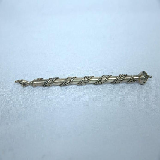 Vintage Torah Pointer with Flowers Judaica Gift made of Sterling Silver 925 Israel Style. - Ghatan Antique