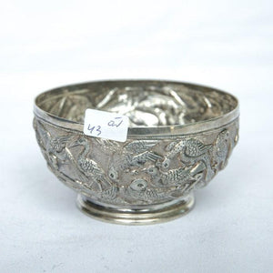 Antique Bowl made of Sterling Silver China Style With Engravings and Paintings. - Ghatan Antique