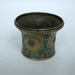 Antique Head Hookah made of Copper and Natural Turquoise Islamic accessory for Shiash. - Ghatan Antique