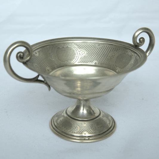 Beautiful Antique Bowl With Stand and Double Handles for Home Decor. - Ghatan Antique