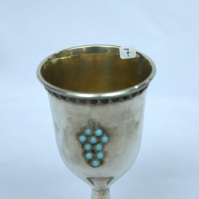 Beautiful Kiddush Cup whit Turquoise Stones made of S925. - Ghatan Antique