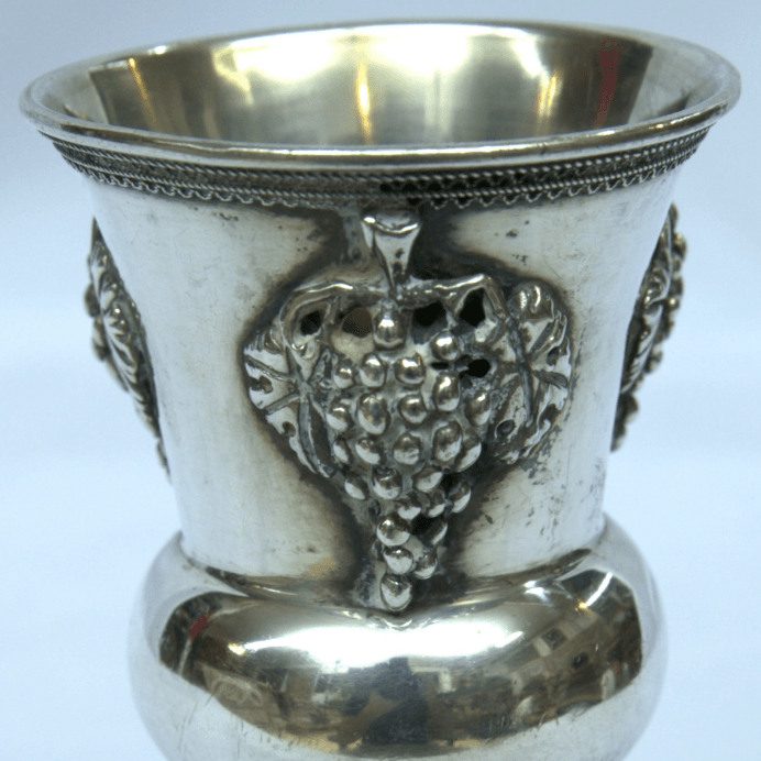 Beautiful Vintage Kiddush Cup Made Of Sterling Silver 925 for Kiddush Sabbath. - Ghatan Antique