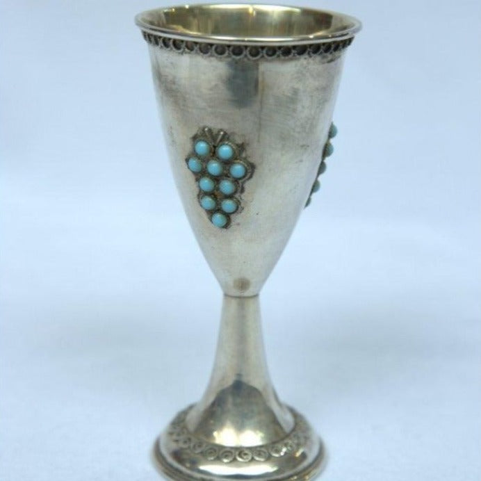 Kiddush Cup S925 whit Turquoise Stones. - Ghatan Antique