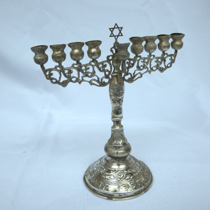 Special Hanukia / Menorah with Star of David made of Sterling Silver 925 Gift for Chanukah. - Ghatan Antique