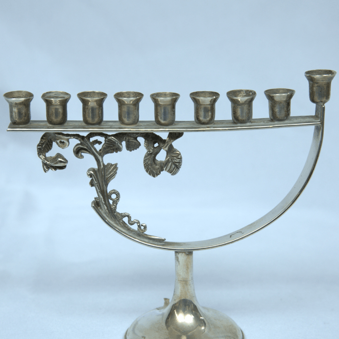 Unique Hanukia / Menorah for Chanukah made of Sterling Silver 925 Israel Style. - Ghatan Antique
