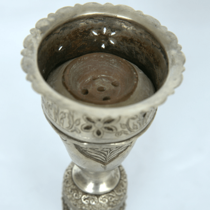 Unique Head Hookah with Engravings and Painting made of Sterling Silver Persian Style. - Ghatan Antique