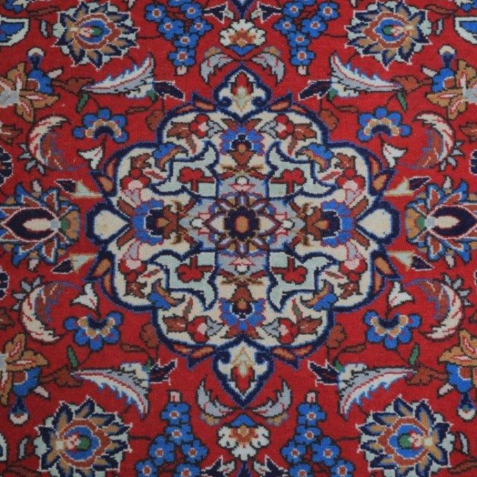 Vintage from the 1960s - Beautiful Vintage Persian – Qom Red Rug made of Camel Wool for Kids. - Ghatan Antique
