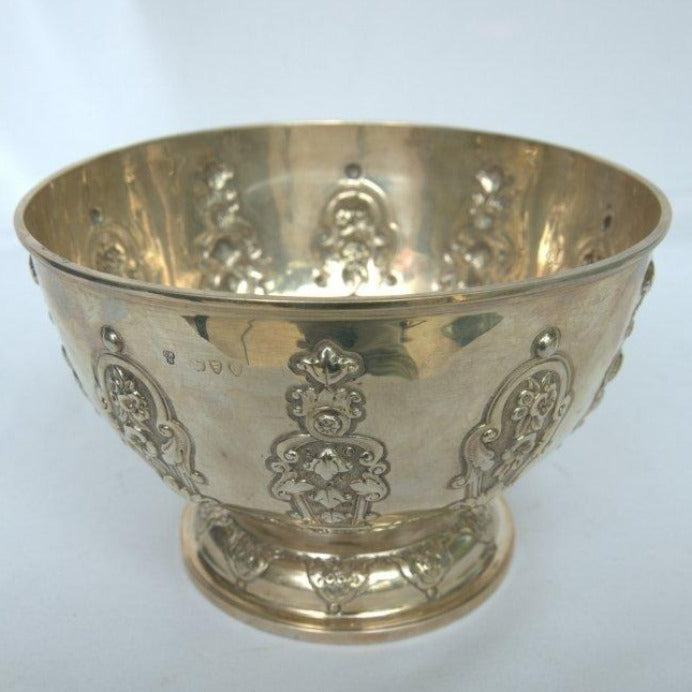 Vintage from the 19th Century - Unique Antique Bowl made of Sterling Silver 925 with Painting. - Ghatan Antique