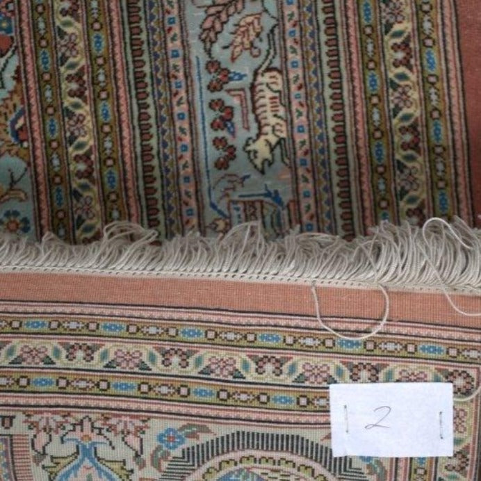 Vintage from the 20th Century - Rare Antique Persian Rug made of 100% Silk with Medallion and Signet BY Handmade Muhammad Jamshidi. - Ghatan Antique