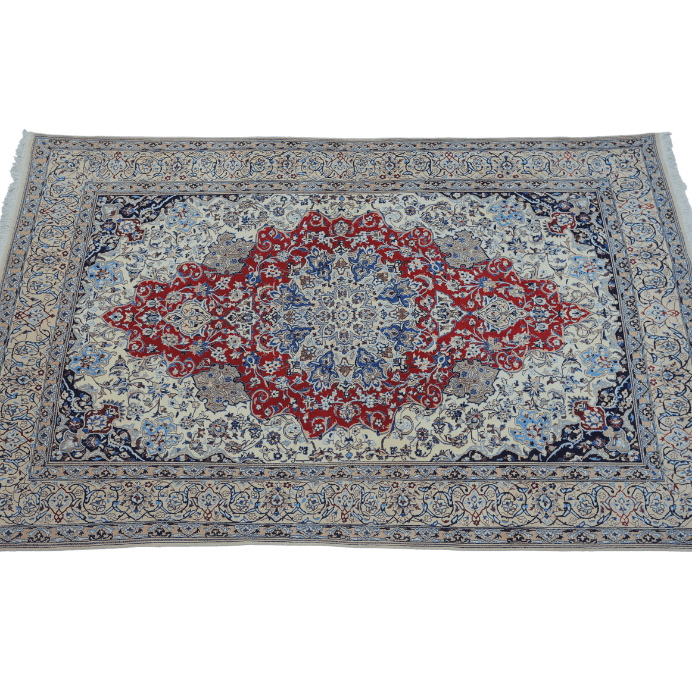 Vintage from the 20th Century - Special Unique Antique Persian – Nain Red and Beige Rug for Home. - Ghatan Antique