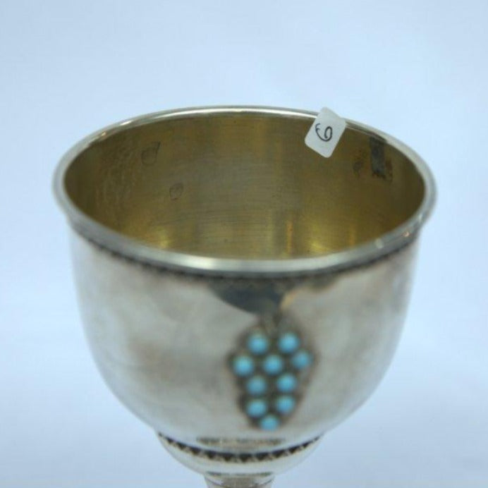 Vintage Kiddush Cup whit Turquoise Stones S925. - Ghatan Antique